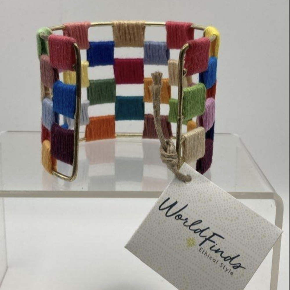 World Finds Ethical Bracelet Colorful Woven Cuff Bracelet NWT - Picture 14 of 17
